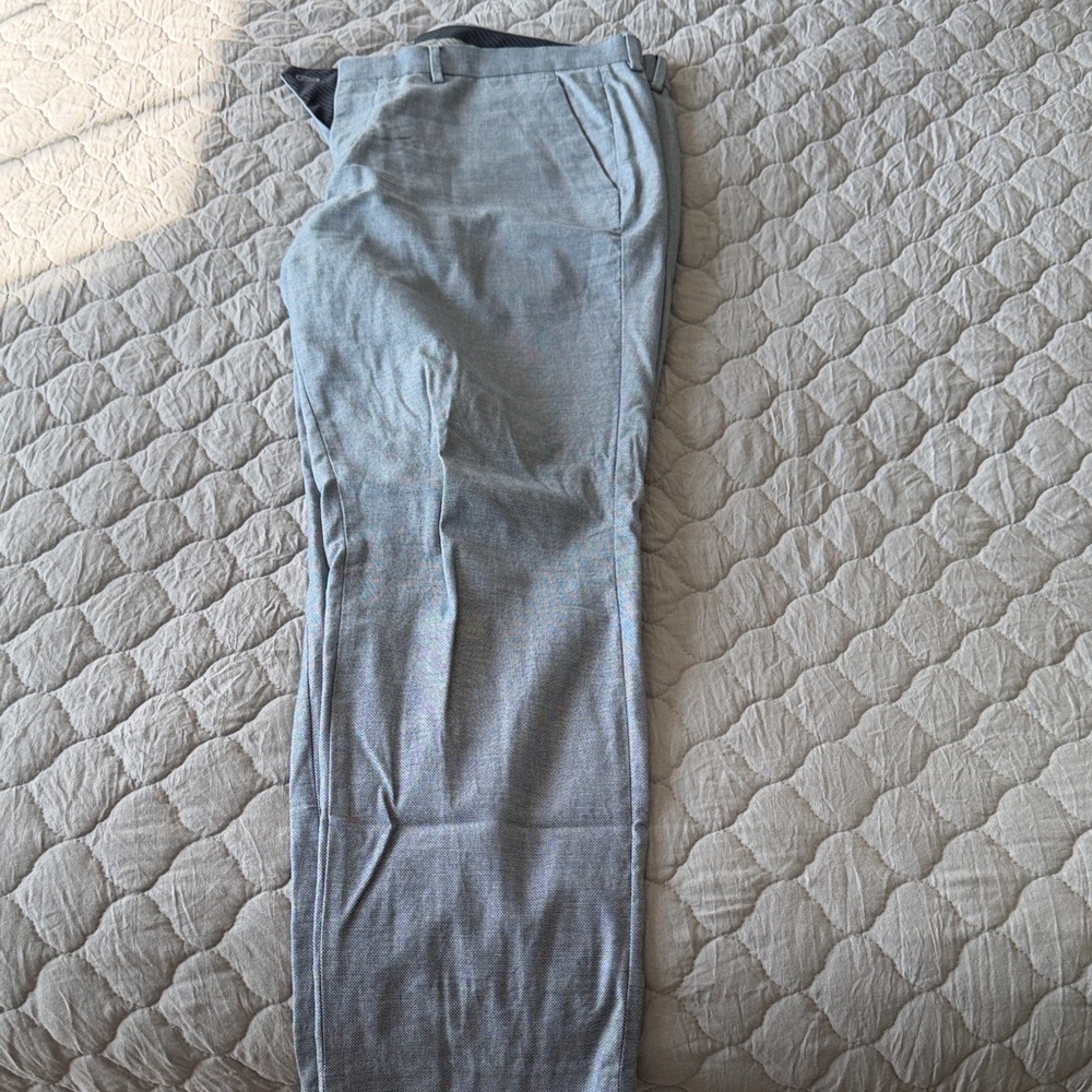 Express Men's Light Blue Dress Pants - Slim Tailored Look